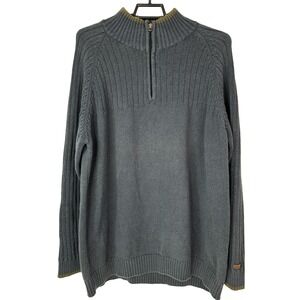 Columbia Mens XXL Sweater 1/4‎ Zip Pullover Gray Knit Ribbed Mock Neck